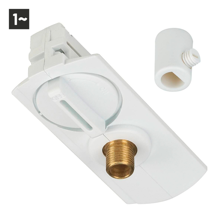 SLV 1-Phasen Pendelleuchtenadapter mit Haken weiß inkl. Zugentlastung und Gewindestück
