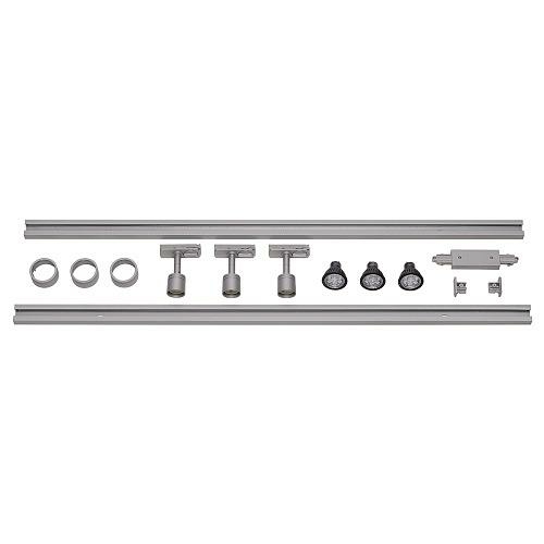 1-Phasen Hochvolt-Set 4, silbergrau, 2x1m, inkl. 3xPURI und LED Leuchtmittel