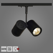 BIMA II Spot schwarz matt zweiflammig für 1Phasen-Stromschiene QPAR51 inkl. 1Phasen-Adapter