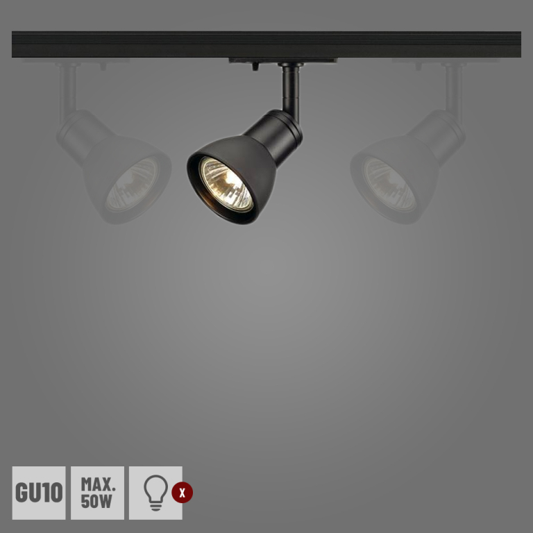 PURIA Spot, schwarz, GU10, max. 50W, inkl. 1P.-Adapter, mit matt-schwarzem Glas
