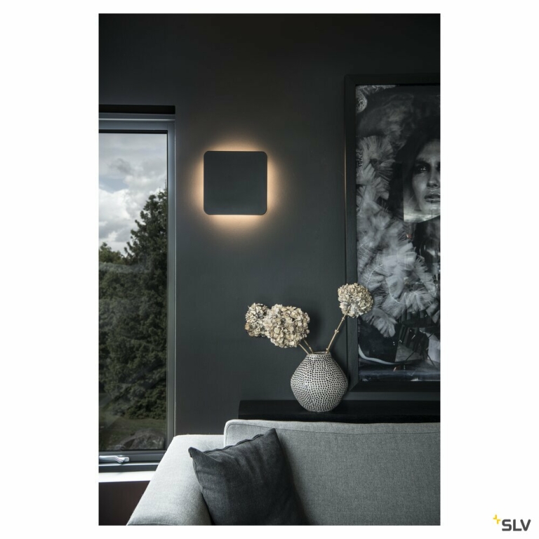 SLV PLASTRA SQUARE Wandleuchte, eckig, weisser Gips, 48 LED, 3000K