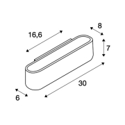OSSA R7s 300 Wandleuchte, oval, alu brushed, R7s 118mm, max. 120W, up/down