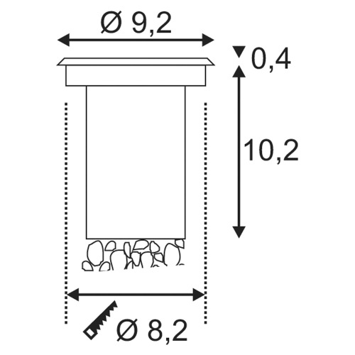 SLV DASAR LED HV Bodeneinbauleuchte, rund, Edelstahl 316, 6W, 3000K, 230V, IP67