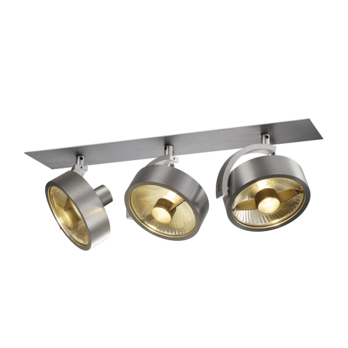 SLV KALU Einbauleuchte, 3 Spots, alu gebürstet, 3xES111, max. 3x50W