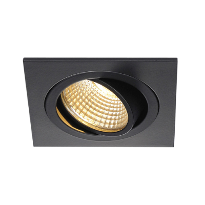NEW TRIA DL SQUARE Set, Downlight, mattschwarz, 6W, 38°,2700K,inkl. Treiber,Clipf.