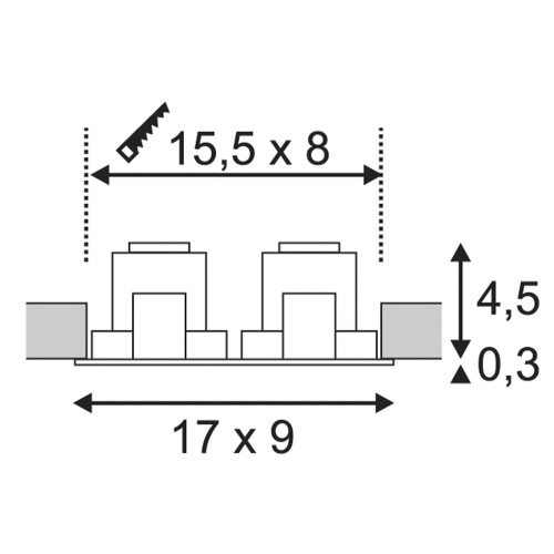 SLV NEW TRIA 2 DL SQUARE Set, mattschwarz, 2x6W, 38°, 2700K, inkl. Treiber, Clipfed.