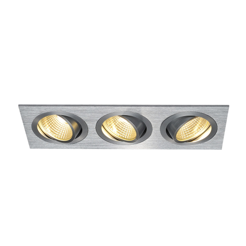NEW TRIA 3 DL SQUARE Set, alu-brushed, 3x6W, 38°, 2700K, inkl. Treiber, Clipfed.