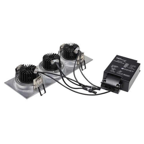 NEW TRIA 3 DL SQUARE Set, alu-brushed, 3x6W, 38°, 2700K, inkl. Treiber, Clipfed.