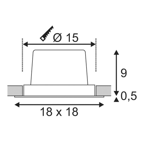 SLV NEW TRIA LED DL SQUARE Set, mattschwarz, 25W, 30°,3000K,inkl. Treiber,Clipf.