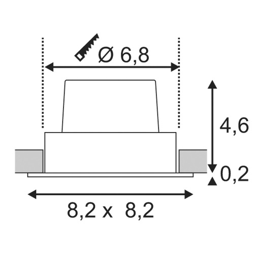 SLV NEW TRIA 68 LED DL SQUARE Set, mattweiss, 9W, 38°, 3000K, inkl. Treiber