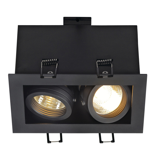 SLV KADUX 2 GU10 Downlight, eckig, mattschwarz, max. 2x50W