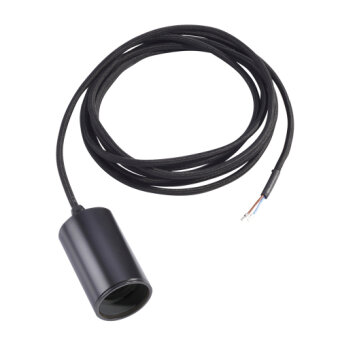 SLV FITU E27 Pendelleuchte, rund, schwarz, E27, max. 60W, 2.5m Kabel mit offenem Kabelende