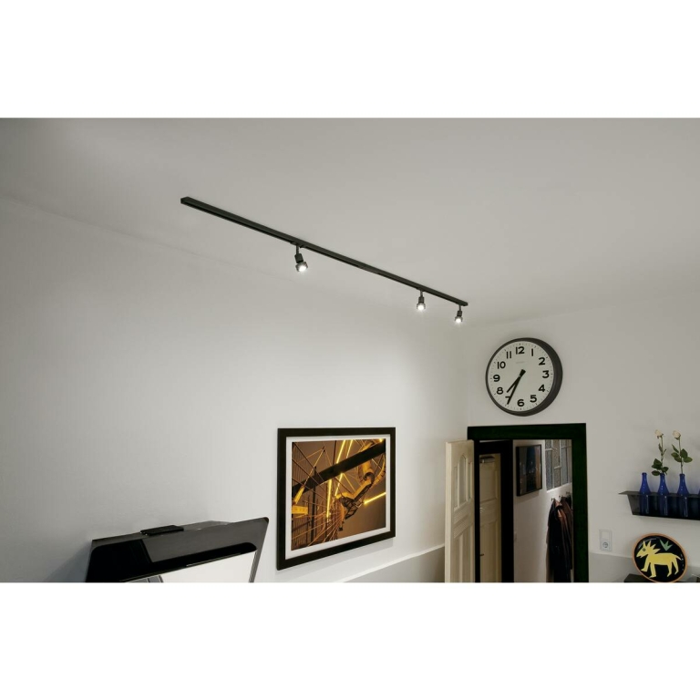 SLV 1-Phasen Hochvolt-Set schwarz 2x1m Stromschiene + 3x PURI Spot + GU10 LED Leuchtmittel