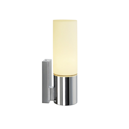 SLV DEVIN SINGLE Wandleuchte, rund, chrom, satiniertes Glas, E14 max. 15W, IP44