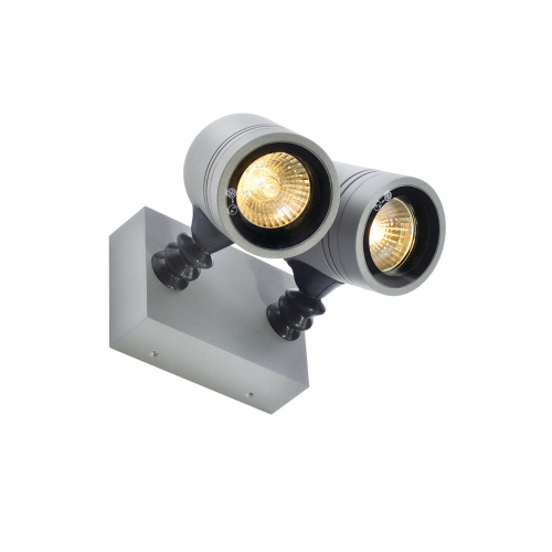 SLV NEW MYRA WALL SPOT Wandleuchte, silbergrau, 2xGU10, max. 2x50W, IP55