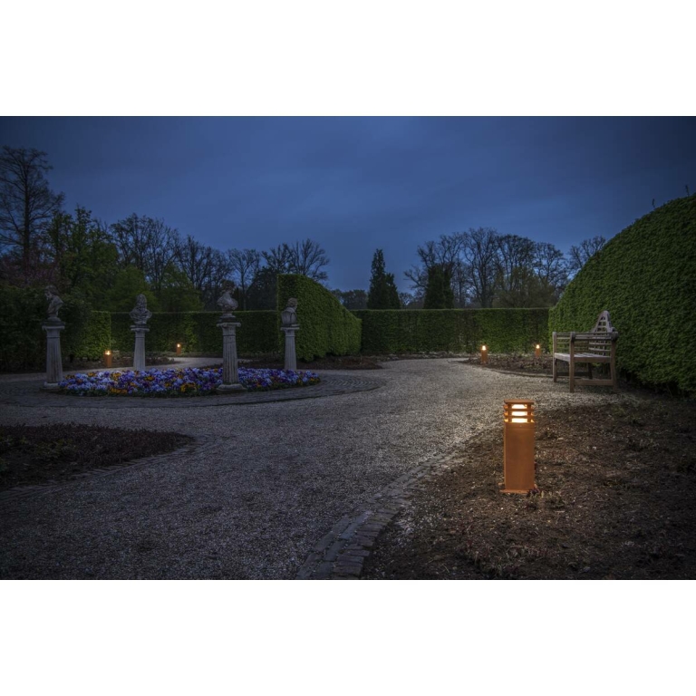 SLV RUSTY® SQUARE 40 LED Wegeleuchte Pollerleuchte 3000K 90lm IP55 FeCSi-Stahl gerostet Höhe 40cm
