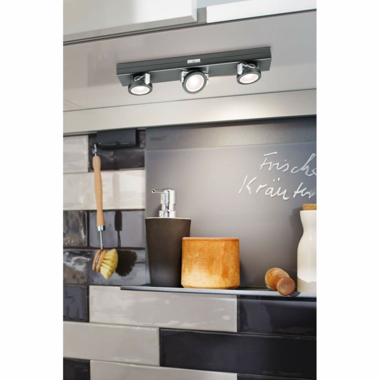 Paulmann LED-Schrankleuchte Rotate 3er-Spot Batteriebetrieb anthrazit schwenkbar dimmbar mit Schalter