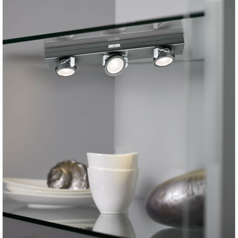 Paulmann LED-Schrankleuchte Rotate 3er-Spot Batteriebetrieb anthrazit schwenkbar dimmbar mit Schalter