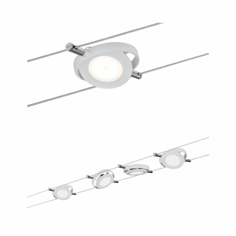 Paulmann LED Seilsystem RoundMac Basisset 4x200lm 4x4W 2700K 230/12V Weiß matt