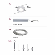 LED Seilsystem RoundMac Basisset 4x200lm 4x4W 2700K 230/12V Weiß matt