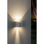 LED Außenwandleuchte Cybo Weiß Up & Down IP65 eckig 2700K 2x3,5W