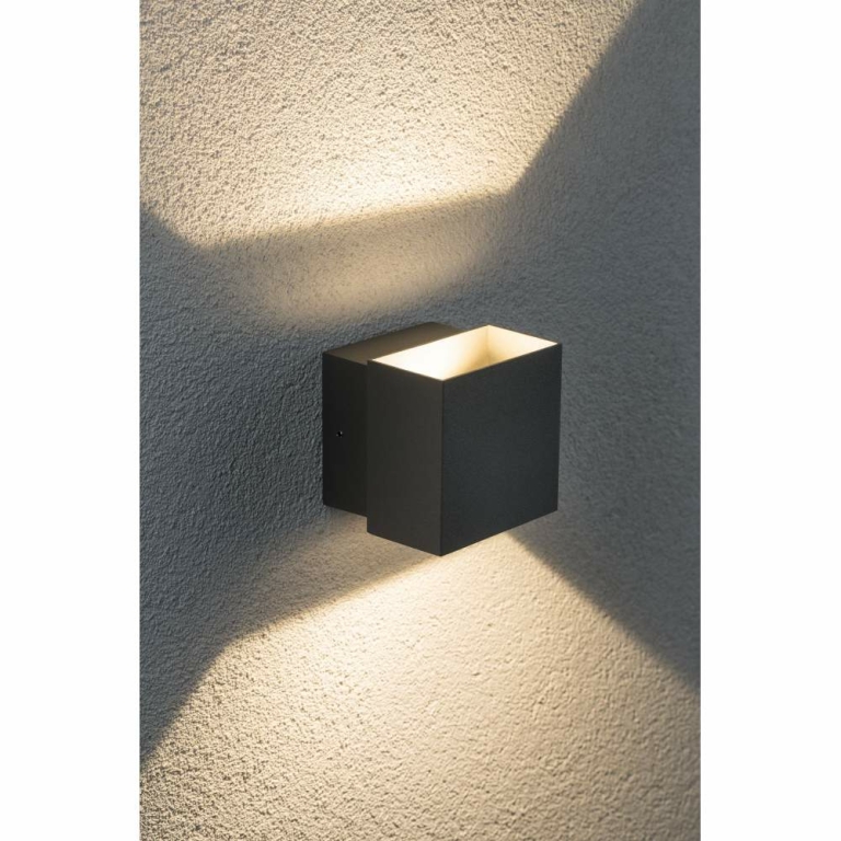 Paulmann LED Außenwandleuchte Cybo Grau Up & Down IP65 eckig 2700K 2x3,5W 10x10 cm