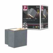 LED Außenwandleuchte Cybo Grau Up & Down IP65 eckig 2700K 2x3,5W 10x10 cm