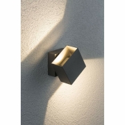 LED Außenwandleuchte Cybo Grau Up & Down IP65 eckig 2700K 2x3,5W 10x10 cm