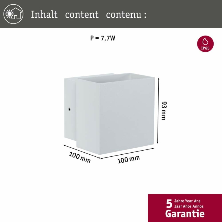 Paulmann LED Außenwandleuchte Cybo Weiß Up & Down IP65 eckig 2700K 2x3,5W 10x10 cm