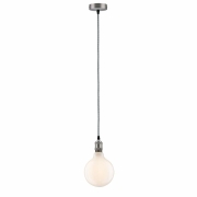 Pendelfassung Stoffkabel Vintage E27 max. 60W Grau/Nickel gebürstet