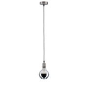 Pendelfassung Stoffkabel Vintage E27 max. 60W Grau/Nickel gebürstet