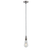 Pendelfassung Stoffkabel Vintage E27 max. 60W Grau/Nickel gebürstet