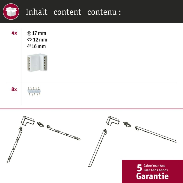 Paulmann MaxLED Eckverbinder Weiß 4er-Pack