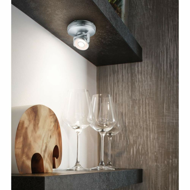 Paulmann LED-Schrankleuchte Rotate 1er-Spot Batteriebetrieb chrom matt schwenkbar dimmbar mit Schalter