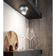LED-Schrankleuchte Rotate 1er-Spot Batteriebetrieb chrom matt schwenkbar dimmbar mit Schalter