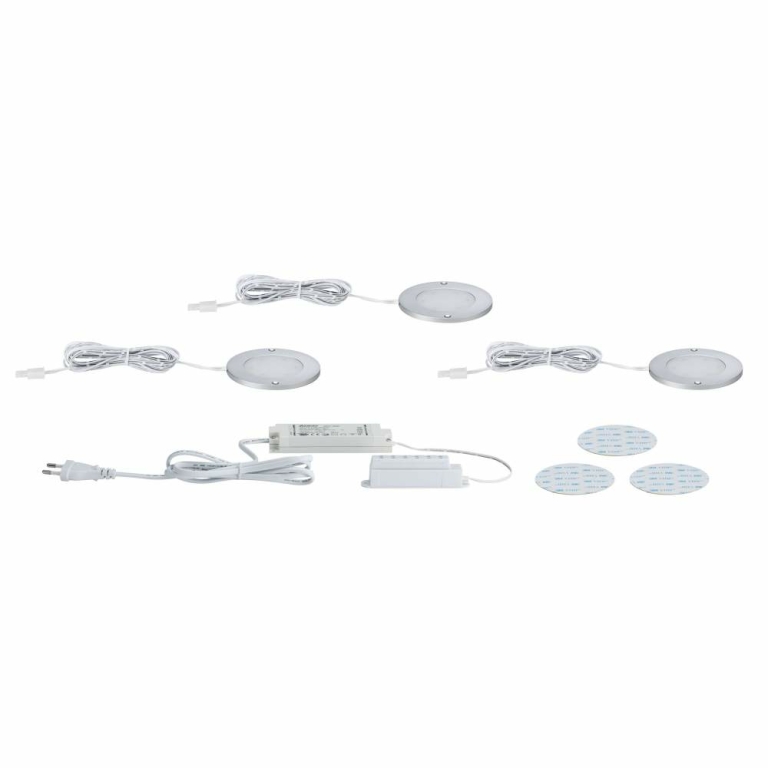 Paulmann LED Unterschrankleuchte Leaf Alu rund 3er-Set 12V inkl. Trafo