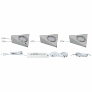 LED Unterschrankleuchte Dreieck Eisen gebürstet eckig 3er-Set mit Näherungssensor