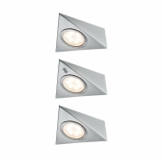 LED Unterschrankleuchte Dreieck Eisen gebürstet eckig 3er-Set mit Näherungssensor