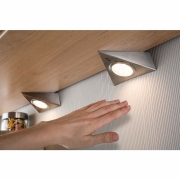 LED Unterschrankleuchte Dreieck Eisen gebürstet eckig 3er-Set mit Näherungssensor
