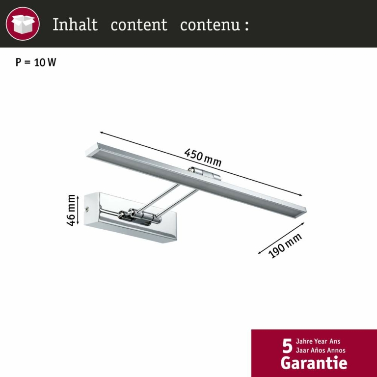 Paulmann Galeria Bilderleuchte LED Beam Fifty 7W 580lm Chrom