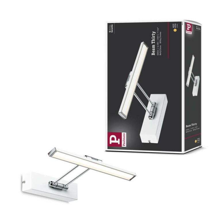 Paulmann 78918 LED Wand-Leselampe Tabari Weiß/Chrom 3000K mit flexiblem |  Lampen1a