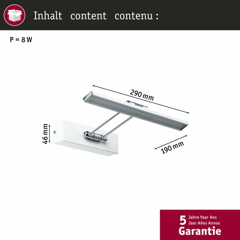 Paulmann Galeria Bilderleuchte LED Beam Thirty 5W 450lm Weiß/Chrom