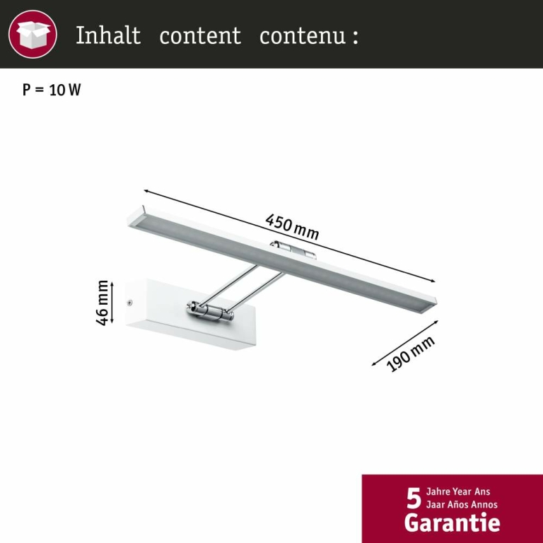 Paulmann Galeria Bilderleuchte LED Beam Fifty 7W 580lm Weiß/Chrom