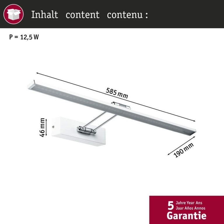 Paulmann Galeria Bilderleuchte LED Beam Sixty 11W 1050lm Weiß/Chrom