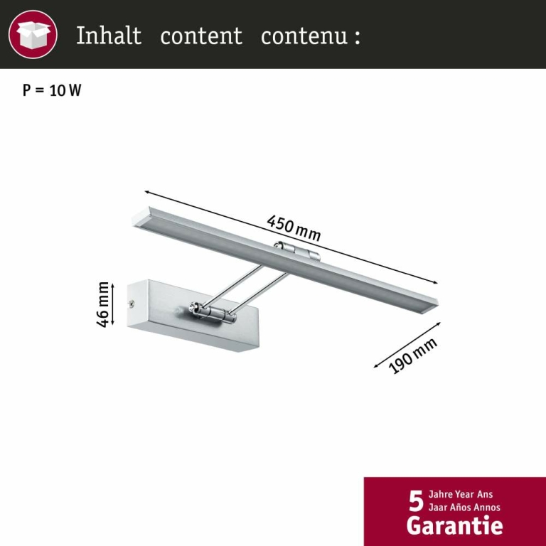 Paulmann Galeria Bilderleuchte LED Beam Fifty 8W 580lm Nickel gebürstet chrom