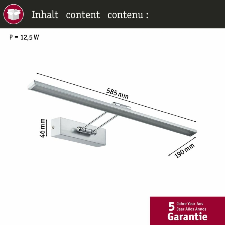 Paulmann Galeria Bilderleuchte LED Beam Sixty 11W 1050lm Nickel gebürstet chrom