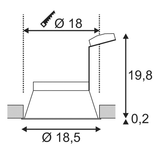 SLV HORN-T Einbauleuchte, QPAR111, mattschwarz, GU10, max. 50W
