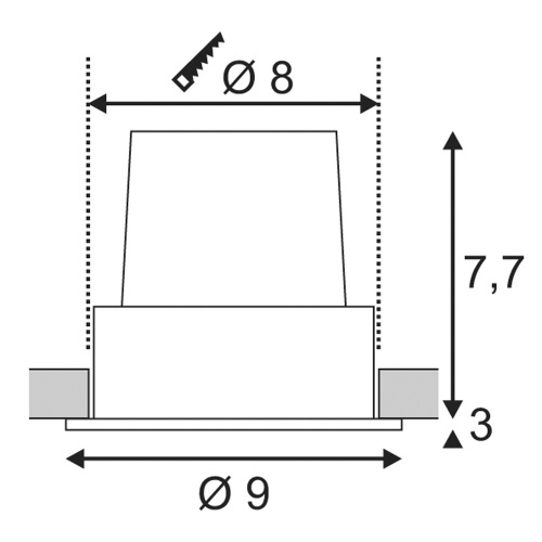 H-LIGHT OVAL HOLE, mattschwarz, 12W, 20°, 2700K, inkl. Treiber, Clipfeder