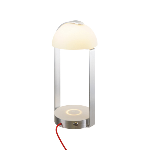 SLV BRENDA LED, Tischleuchte + Qi 1.2 USB, weiss/ silber