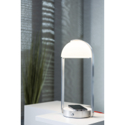 BRENDA LED, Tischleuchte + Qi 1.2 USB, weiss/ silber